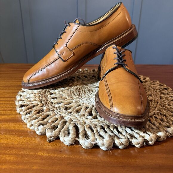 Allen Edmonds Mens Size 12 Hillcrest Leather Blucher Bicycle‑Toe Oxfords Brown - Picture 1 of 14